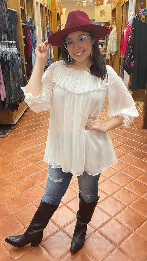 White Peasant Top by Vintage Collection